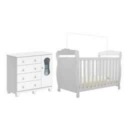Quarto de Bebê com Berço 3 em 1 e Cômoda Janelada 100% MDF Aurora Espresso Móveis - 2