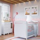 Ver imagem 1 de Quarto de Bebê com Berço 3 em 1 e Cômoda Janelada 100% MDF Aurora Espresso Móveis Branco/Brilho