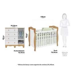 Quarto de Bebê com Cômoda Janelada e Berço Minicama 100% Mdf Aurora Espresso Móveis - 3