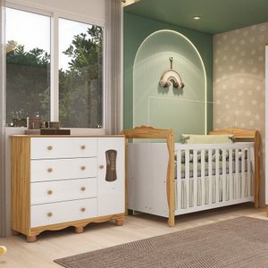 Quarto de Bebê com Cômoda Janelada e Berço Minicama 100% Mdf Aurora Espresso Móveis