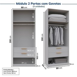 Guarda-roupa Modulado 6 Peças 12 Portas Jade CabeCasa MadeiraMadeira - 11