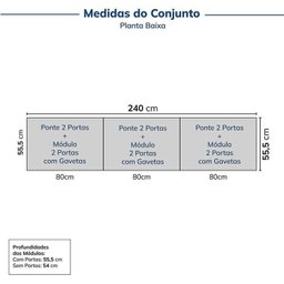 Guarda-roupa Modulado 6 Peças 12 Portas Jade CabeCasa MadeiraMadeira - 2