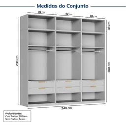 Guarda-roupa Modulado 6 Peças 12 Portas Jade CabeCasa MadeiraMadeira - 3