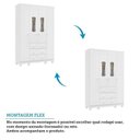 Ver imagem 7 de Quarto de Bebê com Berço 3 em 1, Guarda-Roupa 4 Portas 100% MDF Aurora Espresso Móveis Branco/Brilho