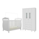 Ver imagem 3 de Quarto de Bebê com Berço 3 em 1, Guarda-Roupa 4 Portas 100% MDF Aurora Espresso Móveis Branco/Brilho