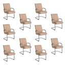 Ver imagem 2 de Kit com 10 Cadeiras Office Base Fixa em Aço Cromado e Couro Ecologico Austin Bege/Fendi