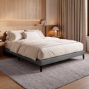 Ver imagem 1 de Cama Japonesa Queen Size Veneza 165cm Base Box Orgânica Bouclê Estofada Pés de Ferro:Bouclê Cinza Gr