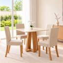 Ver imagem 1 de Conjunto Sala de Jantar Mesa Lisa 90cm com Tampo MDF Canto Reto 4 Cadeiras Lily