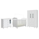 Ver imagem 3 de Quarto de Bebê Completo Berço 3 em 1, Guarda-Roupa 4 Portas e Cômoda 100% MDF Aurora Espresso Móveis Branco/Brilho