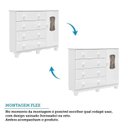 Ver mais imagens de Quarto de Bebê Completo Berço 3 em 1, Guarda-Roupa 4 Portas e Cômoda 100% MDF Aurora Espresso Móveis Branco/Brilho