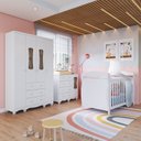 Ver imagem 1 de Quarto de Bebê Completo Berço 3 em 1, Guarda-Roupa 4 Portas e Cômoda 100% MDF Aurora Espresso Móveis Branco/Brilho