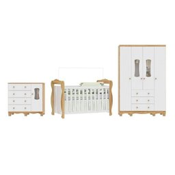 Quarto de Bebê Completo Berço 3 em 1, Guarda-roupa 4 Portas e Cômoda 100% MDF Aurora Espresso Móveis - 2