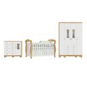 Ver imagem 3 de Quarto de Bebê Completo Berço 3 em 1, Cômoda, Guarda Roupa MDF Aurora Espresso Móveis Branco/Amêndoa