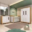 Ver imagem 1 de Quarto de Bebê Completo Berço 3 em 1, Cômoda, Guarda Roupa MDF Aurora Espresso Móveis Branco/Amêndoa