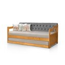 Ver imagem 1 de Sofá Cama Dublin Estofado Capitonê Veludo Cinza Madeira Maciça com Cama Auxiliar Vintage Imbuia