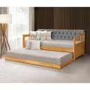 Ver imagem 2 de Sofá Cama Dublin Estofado Capitonê Veludo Cinza Madeira Maciça com Cama Auxiliar Vintage Imbuia