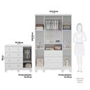 Ver imagem 4 de Quarto Infantil com Guarda-roupa 4 Portas e Cômoda com Janelas 100% Mdf Lana Espresso Móveis