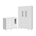 Ver imagem 3 de Quarto Infantil com Guarda-Roupa 4 Portas e Cômoda com Janelas 100% MDF Lana Espresso Móveis Branco/