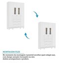Ver imagem 5 de Quarto Infantil com Guarda-Roupa 4 Portas e Cômoda com Janelas 100% MDF Lana Espresso Móveis Branco/