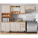 Ver imagem 1 de Cozinha Modulada 4 Peças 10 Portas 2 Gavetas e Nicho para Forno Napoles Branco/Cinamomo/Off White