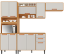 Ver imagem 3 de Cozinha Modulada 4 Peças 10 Portas 2 Gavetas e Nicho para Forno Napoles Branco/Cinamomo/Off White