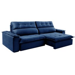 Sofá Retrátil e Reclinável Molas Ensacadas 4 Lugares Rubi Vivaro Decor Suede Azul Marinho - 2