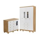 Ver imagem 3 de Quarto Infantil com Guarda-Roupa 4 Portas e Cômoda com Janelas 100% MDF Lana Espresso Móveis Branco/
