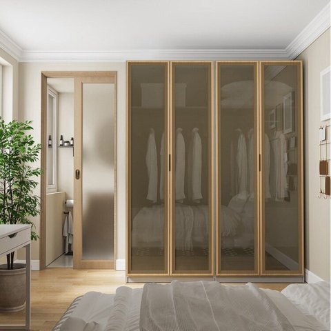 Guarda-Roupa Modulado 2 Peças 4 Portas Jade CabeCasa MadeiraOriginals Cinza/Urbano/Avelã
