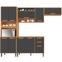 Ver imagem 3 de Cozinha Modulada 4 Peças 10 Portas 2 Gavetas e Nicho para Forno Napoles Cinza/Cinamomo/Grafite Intenso