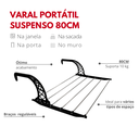 Ver imagem 2 de Varal Grande Portátil Suspenso para Janela/ Porta 6 Varetas 44 X 80cm Plástico e Alumínio Durín