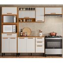 Ver imagem 1 de Cozinha Modulada Compacta 4 Peças 9 Portas 3 Gavetas e Nicho para 2 Fornos Nápoles Itatiaia Branco/Cinamomo/Off White