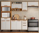 Ver imagem 1 de Cozinha Modulada Compacta 4 Peças 9 Portas 3 Gavetas e Nicho para 2 Fornos Nápoles Itatiaia Branco/Cinamomo/Off White