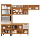Ver imagem 5 de Cozinha Modulada Compacta 4 Peças 9 Portas 3 Gavetas e Nicho para 2 Fornos Nápoles Itatiaia Branco/Cinamomo/Off White