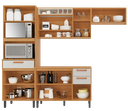 Ver imagem 5 de Cozinha Modulada Compacta 4 Peças 9 Portas 3 Gavetas e Nicho para 2 Fornos Nápoles Itatiaia Branco/Cinamomo/Off White