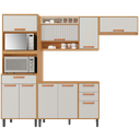 Ver imagem 3 de Cozinha Modulada Compacta 4 Peças 9 Portas 3 Gavetas e Nicho para 2 Fornos Nápoles Itatiaia Branco/Cinamomo/Off White