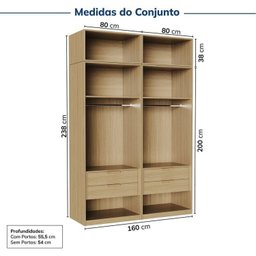 Guarda-roupa Modulado 4 Peças 8 Portas Jade CabeCasa MadeiraMadeira - 3