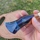 Ver imagem 4 de Faca Artesanal Churrasco Santinha 10' Cabo Híbrido Nossa Senhora Aparecida Aço Inox 3mm Naipes