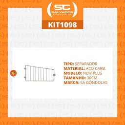 Kit - 6 Divisórias para Cestos 30cm Branco New Plus - Sa Gôndolas - 2