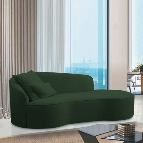 Divã Recamier Curvo Sala de Estar Recepção Inglaterra 220cm Lado Direito Linho