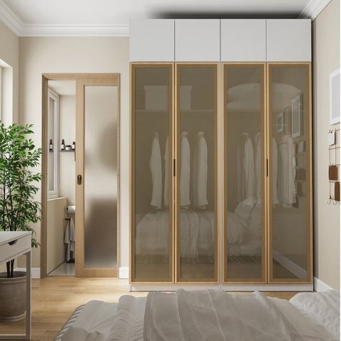 Guarda-Roupa Modulado 4 Peças 8 Portas Jade CabeCasa MadeiraOriginals Branco/Fosco/Avelã