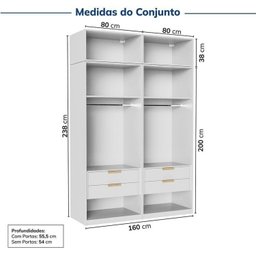 Guarda-roupa Modulado 4 Peças 8 Portas Jade Cabecasa Madeiramadeira - 3