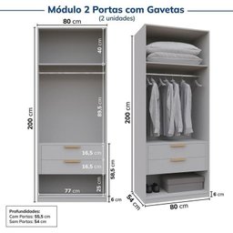 Guarda-roupa Modulado 4 Peças 8 Portas Jade CabeCasa MadeiraMadeira - 11