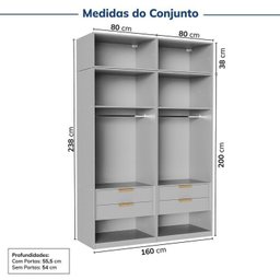 Guarda-roupa Modulado 4 Peças 8 Portas Jade CabeCasa MadeiraMadeira - 3