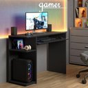 Ver imagem 1 de Mesa Gamer Retangular Poláris sem Gavetas MDP 80cm Preto