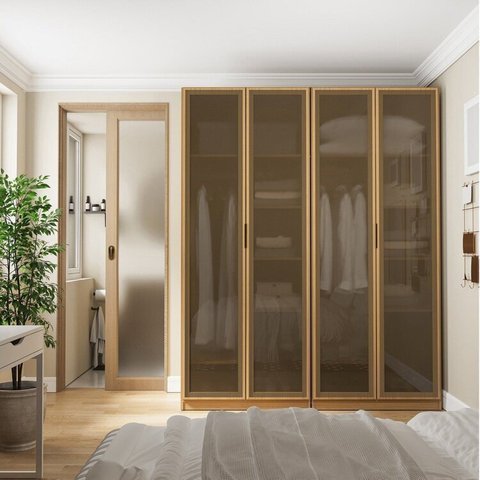 Guarda Roupa Casal Modulado 2 Peças 4 Portas Jade CabeCasa MadeiraOriginals Madeiramadeira Amarelo/Avelã