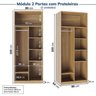 Guarda-roupa Modulado 2 Peças 4 Portas Jade CabeCasa MadeiraOriginals - 9