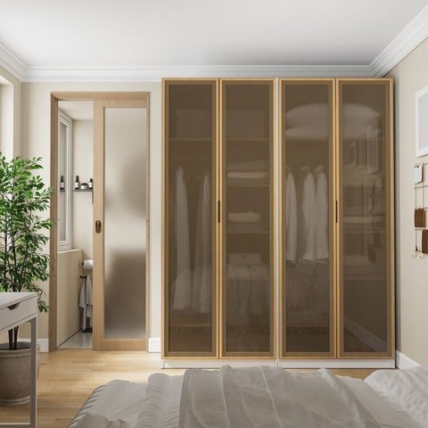 Guarda Roupa Modulado 2 Peças 4 Portas Jade CabeCasa MadeiraOriginals Madeiramadeira Branco/Fosco/Avelã