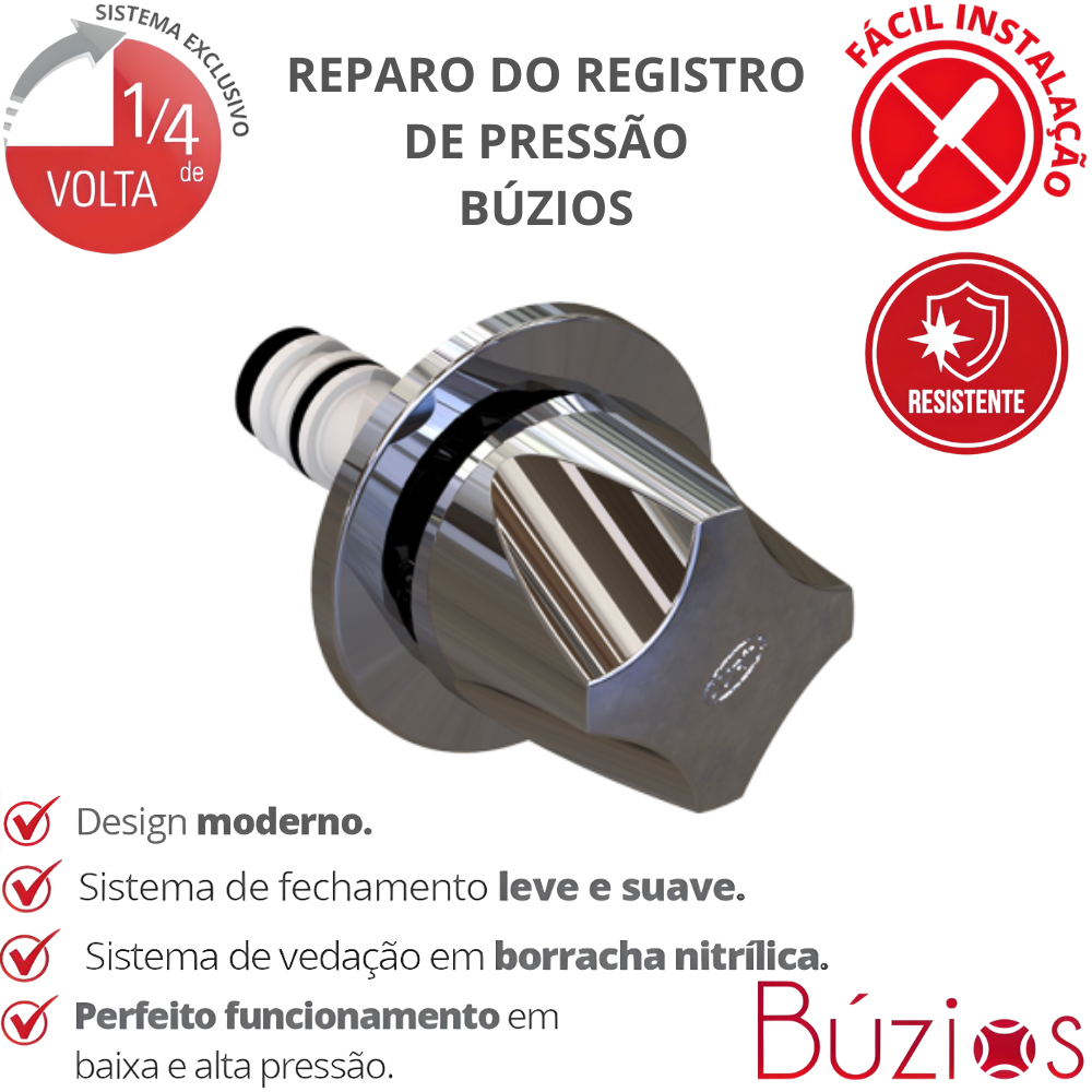 Reparo para Registro de Pressão com Canopla Búzios Luxo Cor Cromado Durín - 2