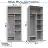 Guarda-roupa Modulado 2 Peças 4 Portas Jade CabeCasa MadeiraOriginals - 9