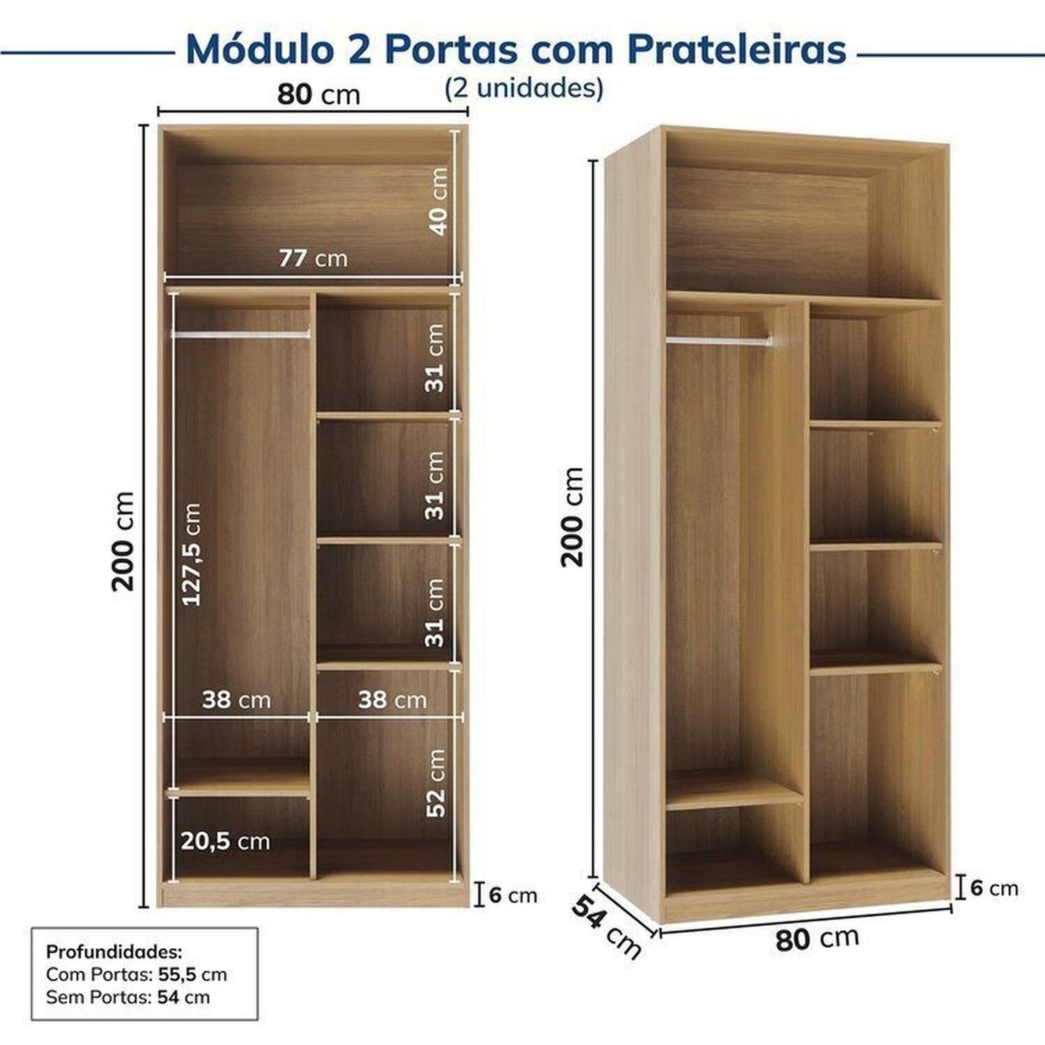 Guarda-roupa Modulado 4 Peças 8 Portas Jade Cabecasa Madeiramadeira - 10